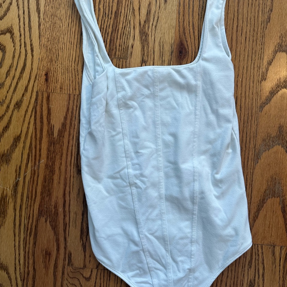 Abercrombie & Fitch White Tank Corset Style Bodysuit
